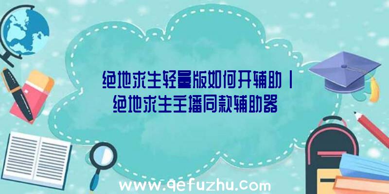 「绝地求生轻量版如何开辅助」|绝地求生主播同款辅助器